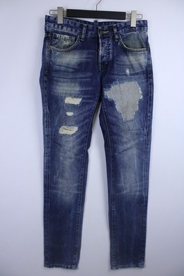 Dsquared2 Denim Engineering Blue Solid Cotton Distressed Slim Fit Jeans Size 42
