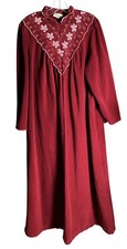 Vintage Vanity Fair Women's Embroidered Robe Long Red Zip Gown Size L