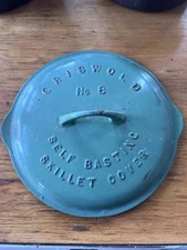 Vtg GRISWOLD No. 8 Self Basting Skillet Cover Green Enamel Cast Iron Lid 468
