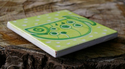 Starbucks Coffee Company 4" Green Fish Coaster Tile Hand Painted in Italy - Picture 4 of 7