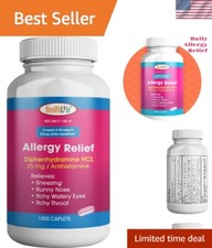 Non-Drowsy Allergy Relief with Diphenhydramine HCl 25mg - 1000 Total Caplets
