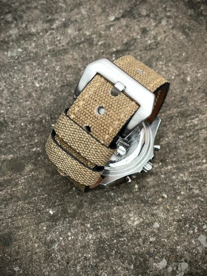 THICK BROWN CANVAS / LEATHER WATCH STRAP BAND - 20mm 22mm 24mm 26mm LUG - Изображение 3 из 4