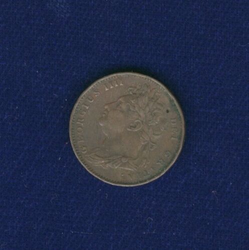 G.B./U.K./ENGLAND GEORGE IIII 1821 1 FARTHING COPPER COIN, XF+