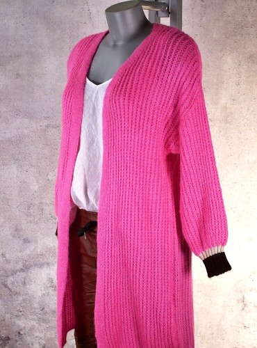 Italy Strickjacke Cardigan Strickmantel Streifen Ärmel Kuschelige Basic 36 38 40 - Bild 4 von 26