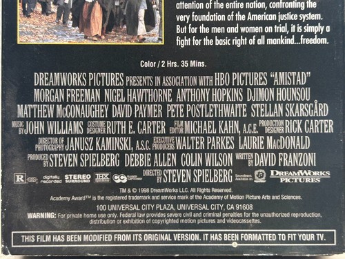 Vtg 1998 Amistad VHS Movie With Morgan Freeman & Anthony Hopkins - Picture 5 of 9