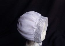 Reborn/Baby Girl White Chiffon Christening/Baptism Bonnet Hat Size 0-24 Month