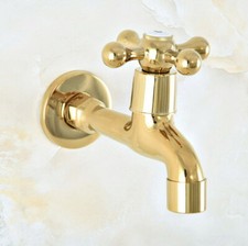 Golden Color Brass Cross Handle Wall Mount Mop Pool Water Taps Faucet 2av144