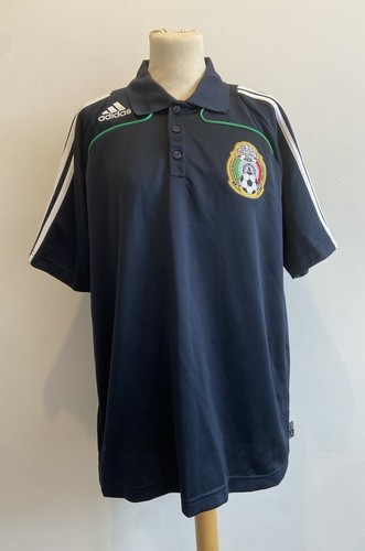 Adidas Mexico National Team Polo Shirt Size Large Navy Short Sleeve Football