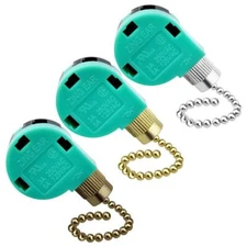 3 Pack Ceiling Fan Switch 3 Speed 4 Wire Zing Ear ZE-268S6 Fan Pull Chain Switch
