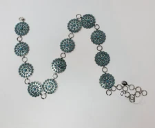 Chain  Link Concho Belt  Squash  Blossom Pin Design fits up to 38" waist 