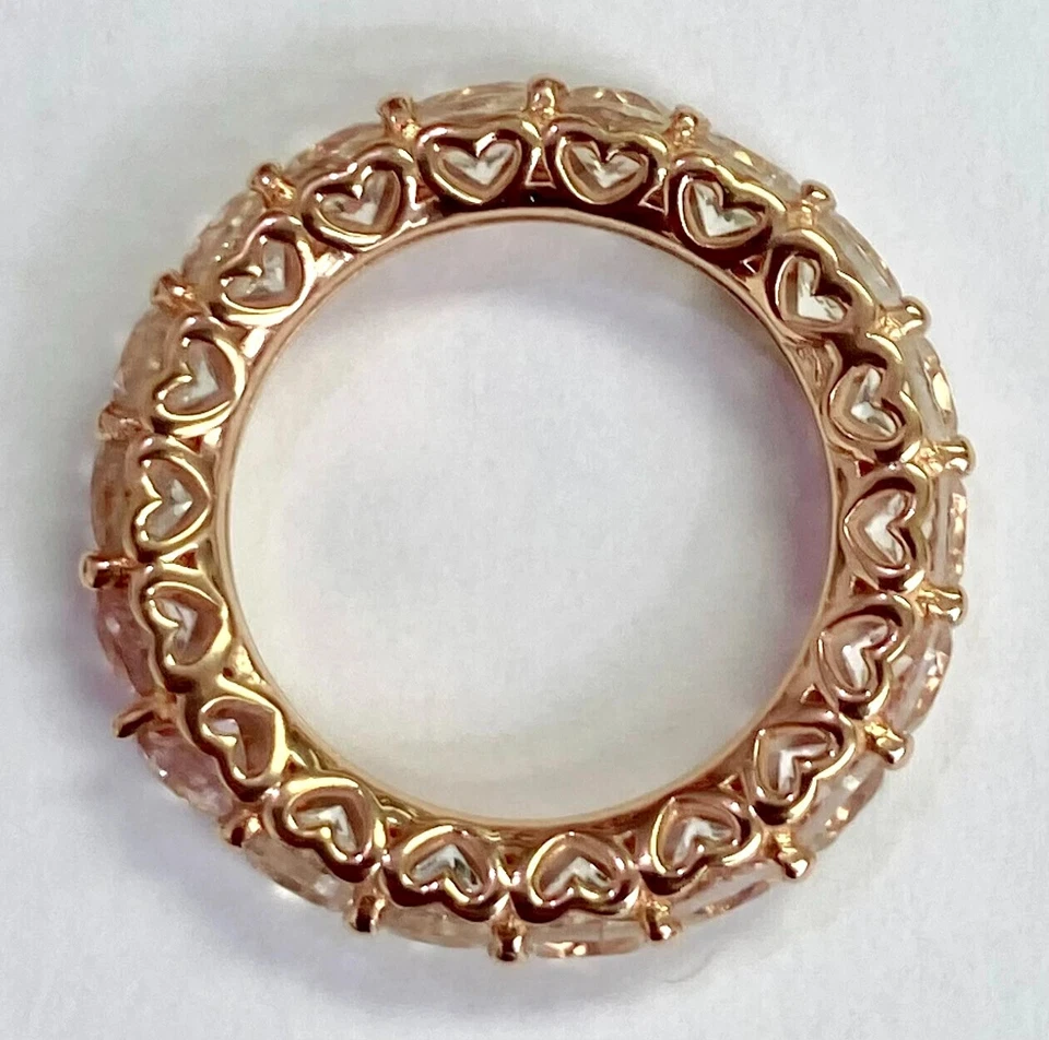 HSN Colleen Lopez Sterling Rose Gold Plated Morganite Eternity Band Ring Size 10 - Image 2 of 4