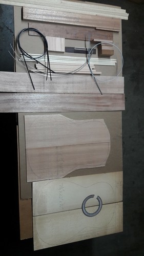 Classical Guitar CUSTOM DIY Build Kit-All Solid Wood w/ Spruce top+MAHOGANY BODY - Picture 4 of 8