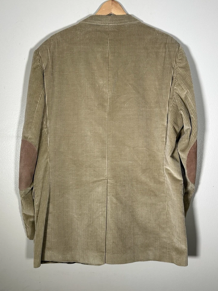Vintage ORVIS Corduroy Blazer Sport Coat Size 44L Elbow Patch Tan USA Made - Image 2 of 4