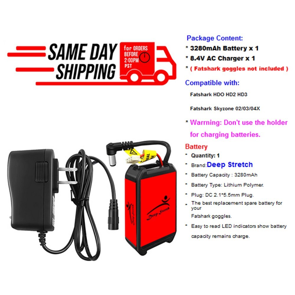 Upgraded 3280mAh Battery+C f Fatshark HDO HD2 HD3/Fatshark
