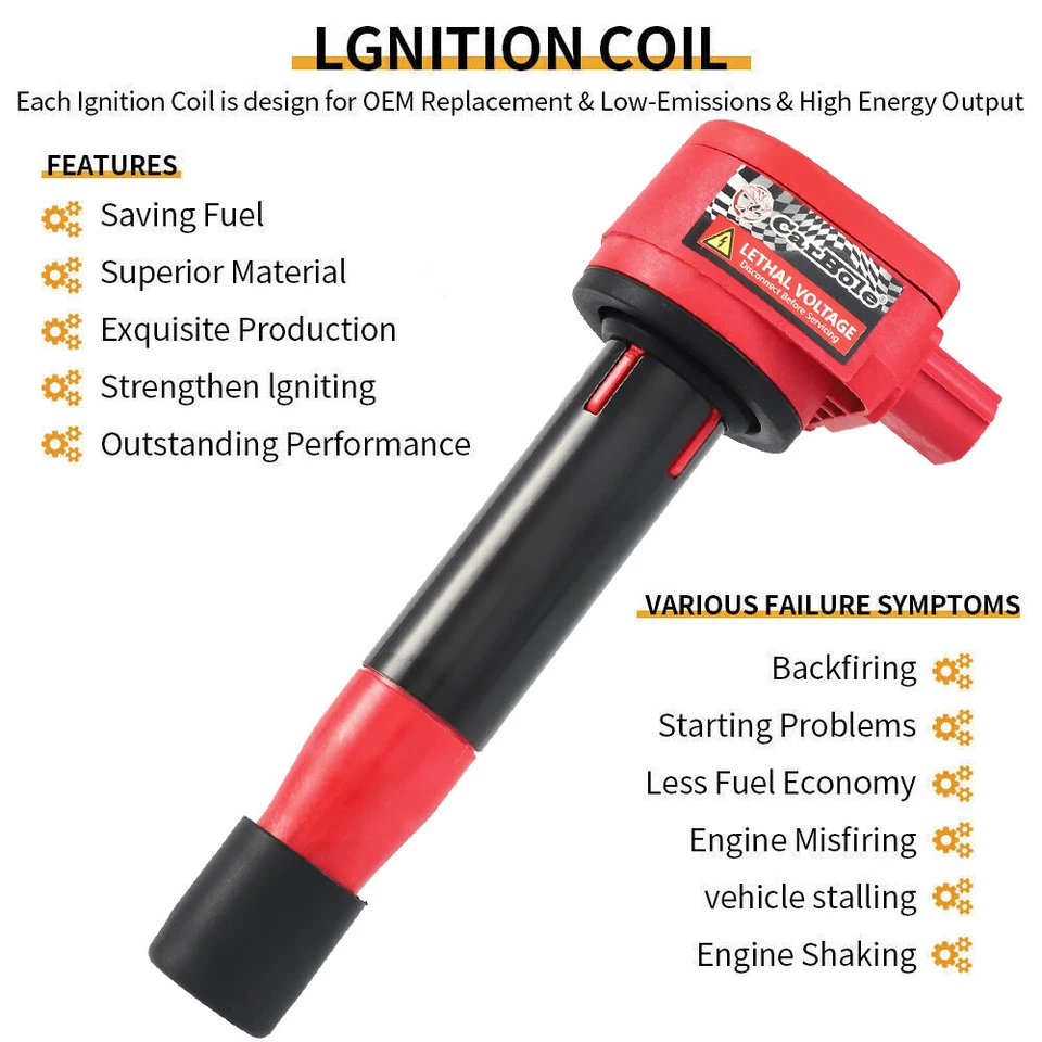 Set of 6 Ignition Coil for 2009-2015 Acura Honda Ridgeline Odyssey V6 3.5L UF603 - Image 3 of 4