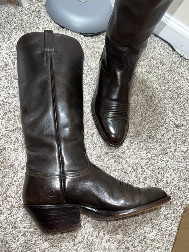 Vtg Lucchese Handmade Classics San Antonio Mens Sz 8E Brown 17” Riding Boots WOW - Picture 10 of 24