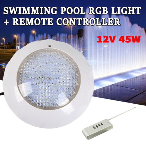 12V 45W RGB Swimming LED Pool Lights Underwater Lamp IP68 Waterproof w/ Remote - Afbeelding 1 van 9