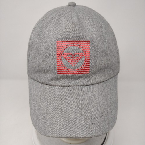 Roxy Strapback Hat Gray OSFA Adjustable Embroidered Solid Vent Holes - Picture 2 of 8
