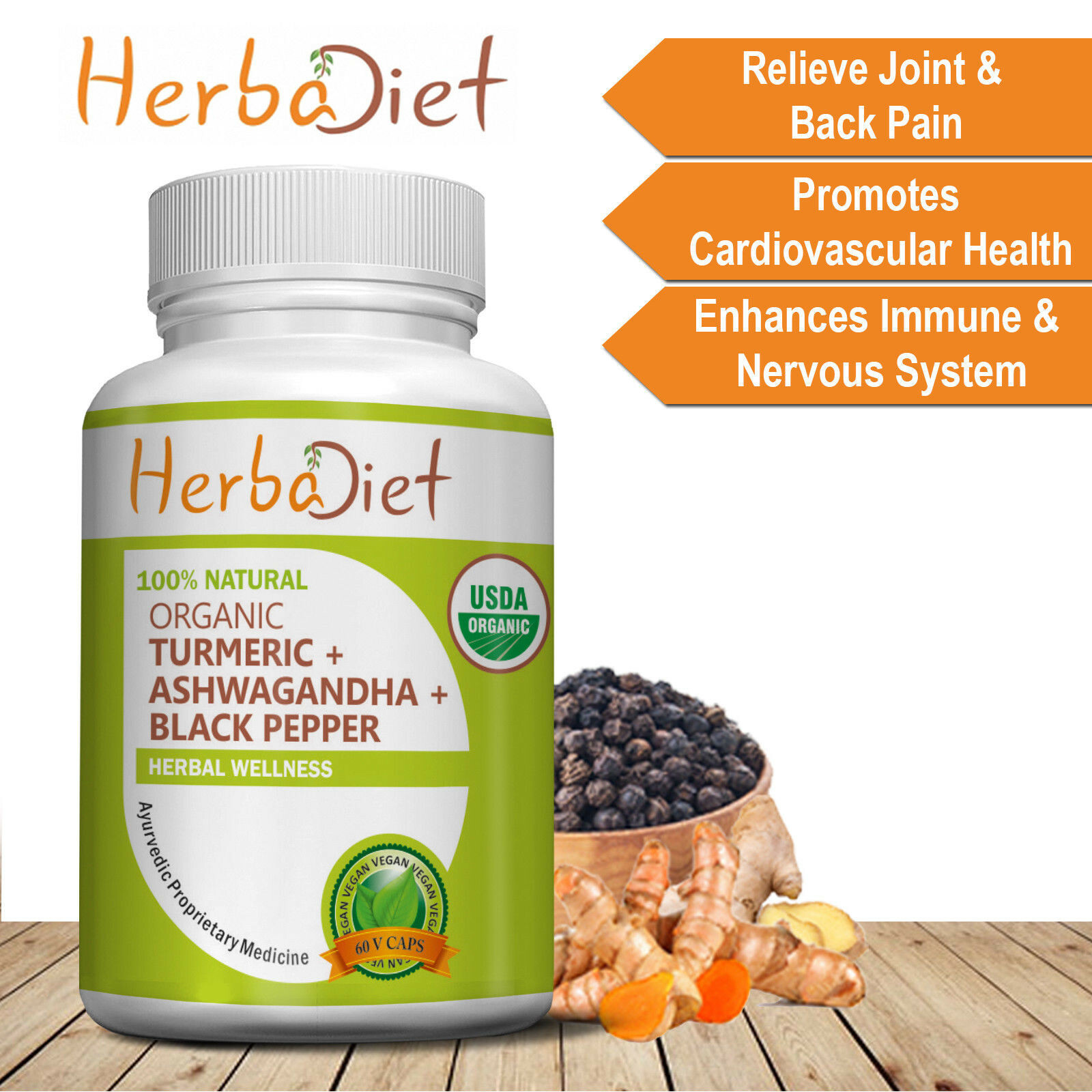 Organic Turmeric Ginger & Black Pepper Blend300 Capsules Joint Health Supplement eBay