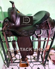 Western Roping Leather Horse Saddle with Tack Set and Free shipping