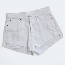 Denim High Waist Short Cheeky White Frayed Hem Cut off shorts Size 6