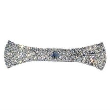 Flared 70mm Bow Tie Clear Crystal Rhinestone Hair Clip Barrette