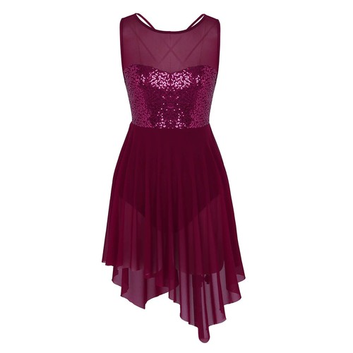 UK Women Sequins Lyrical Ballet Dance Dress Sleeveless Leotard Modern Dancewear - Picture 43 of 123