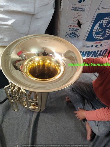 TUBA EB FLAT OF PURE BRASS IN PURE BRASS POLISH+HARD CASE+MOUTHPC+FREE SHIPPING - Picture 15 of 24