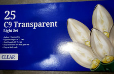 NEW CHRISTMAS LIGHTS C-9 25 CLEAR 25 FT LONG INDOOR/OUTDOOR WEDDING TRANSPARENT