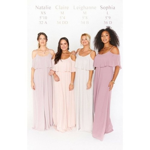 Maxi abito Show Me Your Mumu Caitlin con volant in blush polveroso croccante taglia L nuovo con etichette - Foto 4 di 8