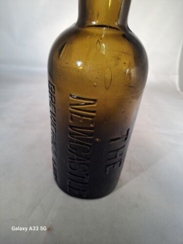 Newcastle Breweries Victorian Amber Glass Half Pint Beer Bottle c1890’s  - Picture 1 of 9