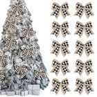 10 PCS Christmas Bows for Wreath, Xmas Wreath Bows Style 3: Black Plaid Bow