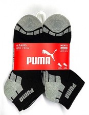 Puma 6pk Quarter Crew ankle Cushioned Socks Large 10-13 Shoe 8-12