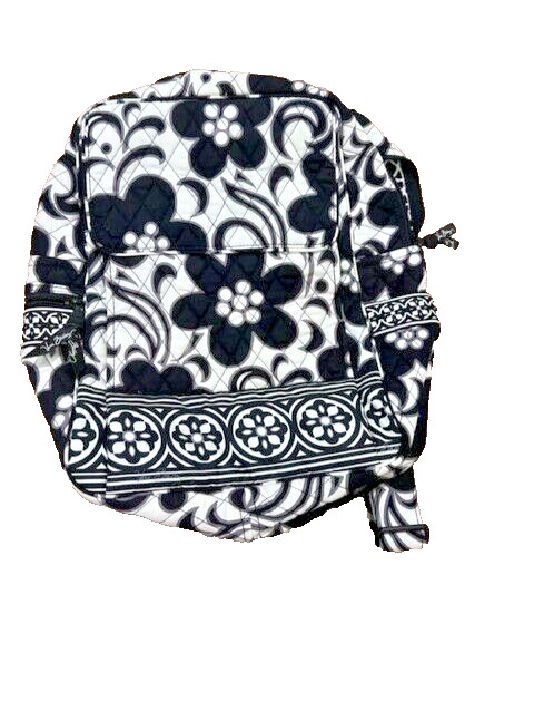 VERA BRADLEY Black & White Floral Zippered Quilted Medium Si