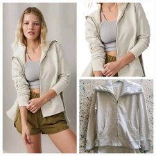 Free People Movement XS Baseline Zip-Up Oatmilk Cream Sweatshirt Jacket NWT 98