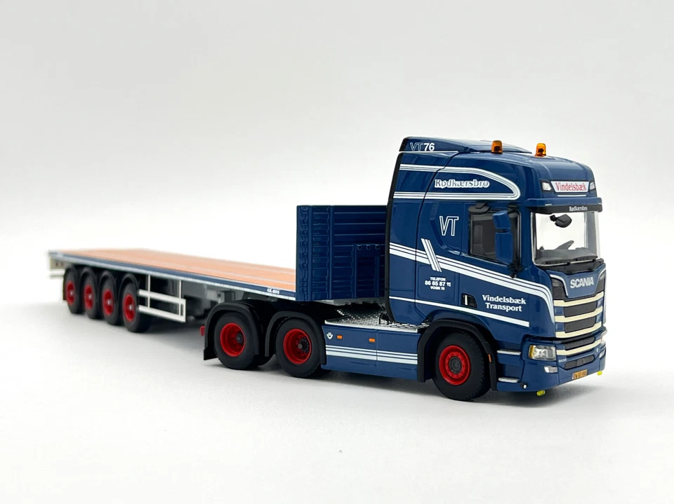 Remolque de plataforma Scania R Highline 4 ejes "Vindelsbaek" WSI camiones modelos 1:50 Foto 4 de 4