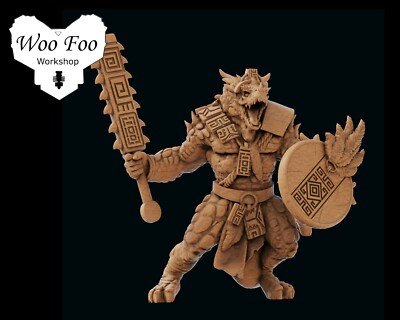 Lizardman Clan Boss 3D gedruckt in Resin 32mm Fantasy, Print My Minis 