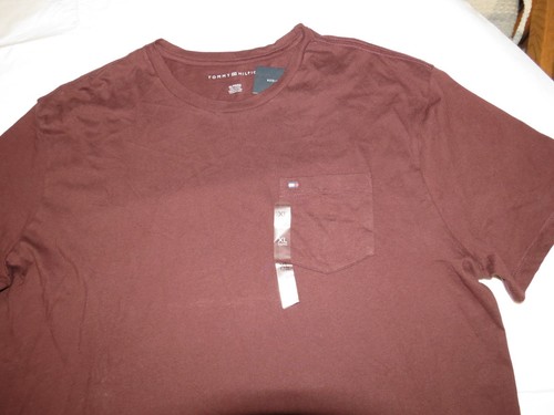 Mens Tommy Hilfiger short sleeve cotton t shirt S 78B2812 450 wine burgandy - Picture 2 of 3
