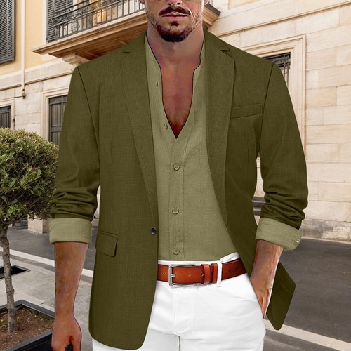 Mens Blazer Suit One Button Regular Fit Smart Formal Work Business Jacket Coat - Picture 27 of 32