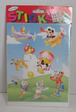 VINTAGE 80's Gibson Disney Mickey Minnie Goofy Donald Daisy Pluto Stickers NIP