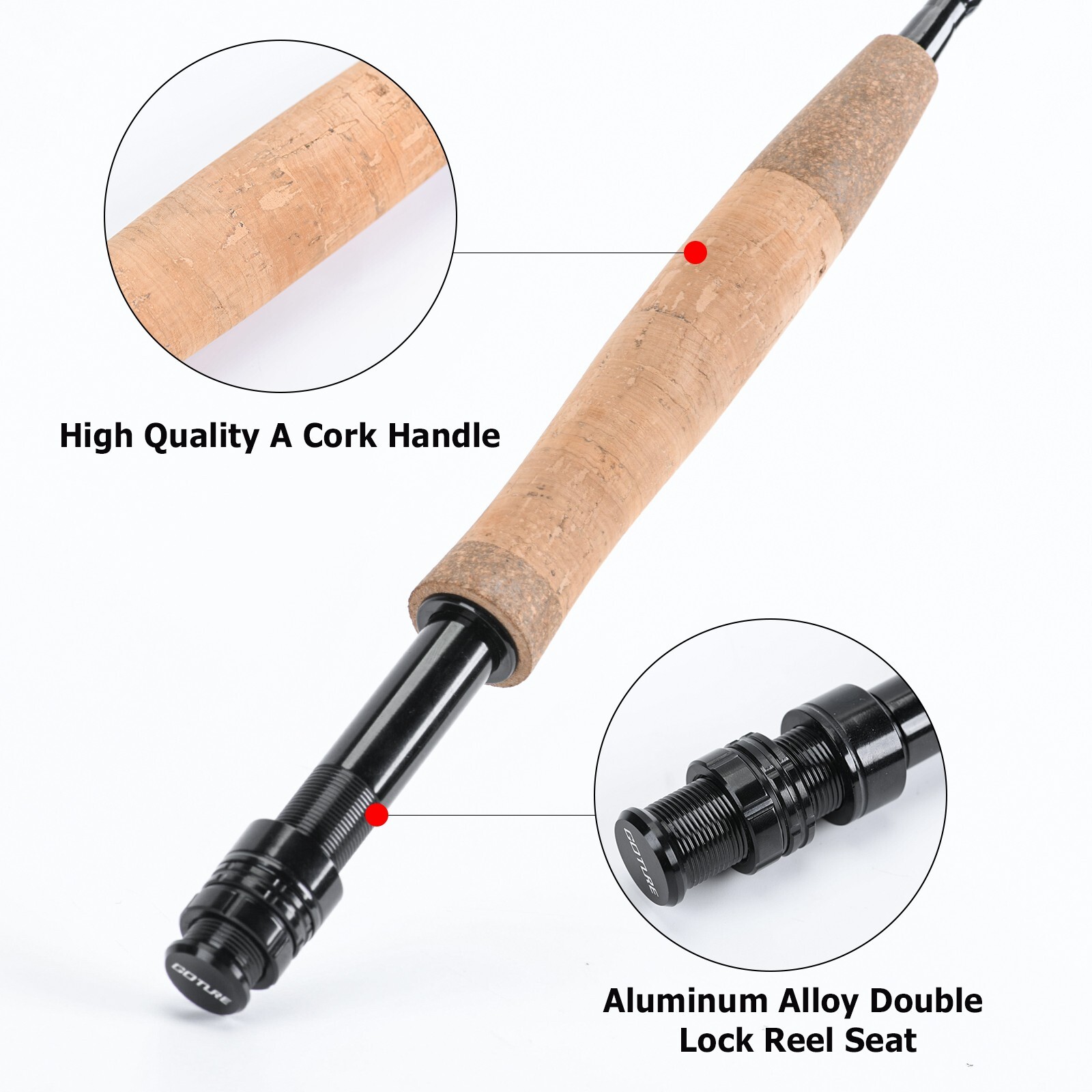 Goture 9FT Fly Fishing Rod 5/6WT Medium Carbon Fiber Fly Rod Trout Bass