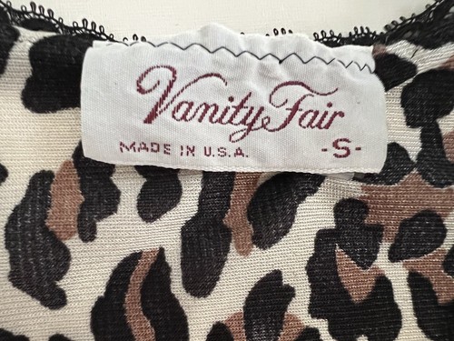 Vintage Vanity Fair Nylon Nightgown Size S Leopard Print Black Lace Midi Length - Picture 2 of 17