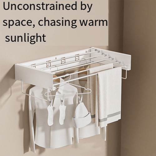 Foldable Wall Mounted Clothes Drying Rack Invisible Laundry Towel Hanger Balcony - Picture 7 of 17