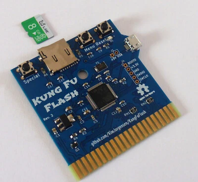Módulo enchufable flash Kung Fu para Commodore 64 / 128 + tarjeta micro SD con software
