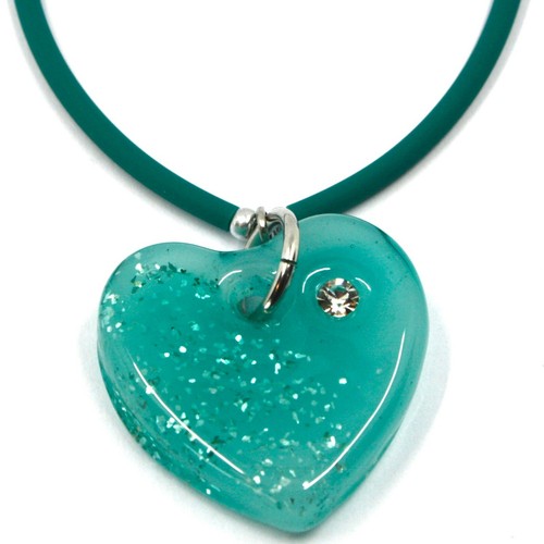 BRACCIALE GOMMA E ACCIAIO ANTICA MURRINA VENEZIA, BR096M08, CUORE VETRO VERDE - Picture 2 of 5