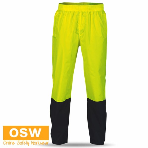 Hi Vis UNISEX Two Tone Waterproof Lightweight Polyester Work RAIN Pants S~6XL - Picture 3 of 3