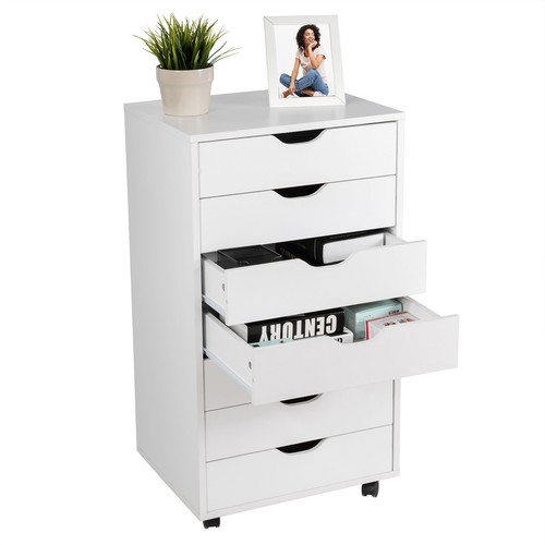 7 Drawer Dresser Chest Mobile Storage Cabinet Display Organizer on Wheels White - Picture 6 of 7