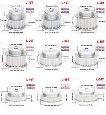 L10T-L50T L-type Pitch 3/8'' Tooth Width 21/27mm Timing Belt Pulley Sprockets