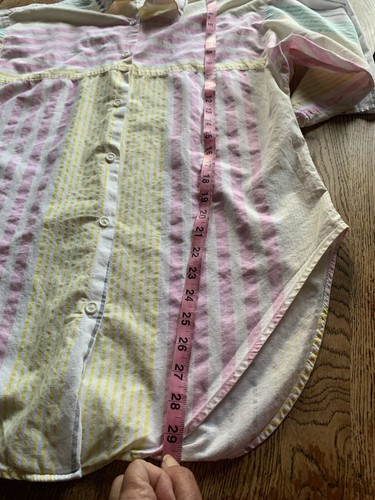 Vtg Pink Stripe Contrast Collar Oversize 80s Patchwork Button Shirt Made In USA - Picture 8 of 9