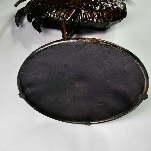 Vintage Standing Rooster Dark Rusty Metal Speckled Stain Brown Copper Décor 16" - Picture 5 of 6